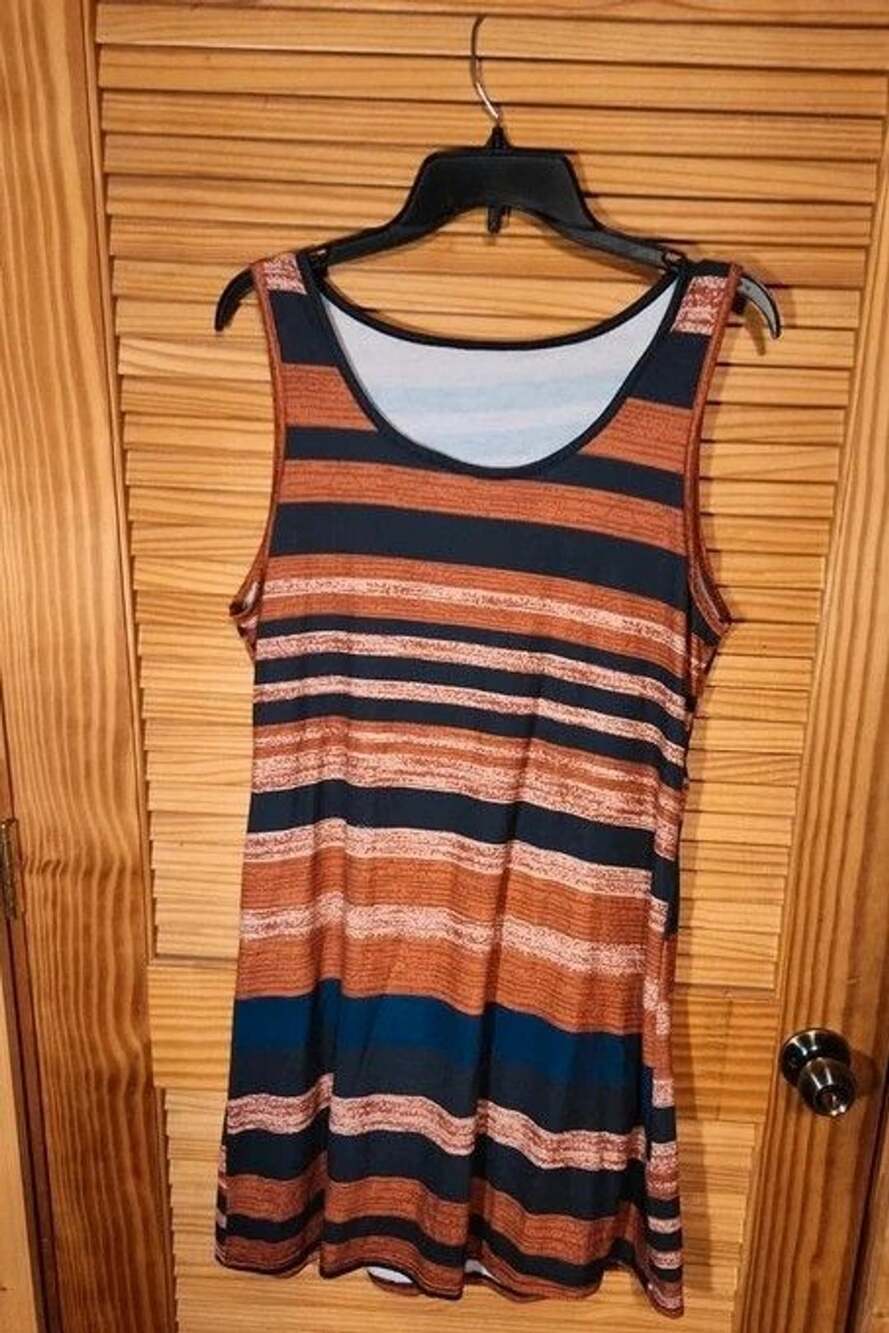 Boho Distressed Striped Tank Dress – Earthy Fall Vibes Mini Sundress